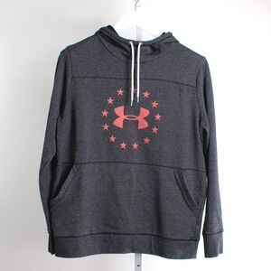 Under Armour Threadborne Fleece Hoodie Pullover Top‎ Gray Star Logo Womens Large